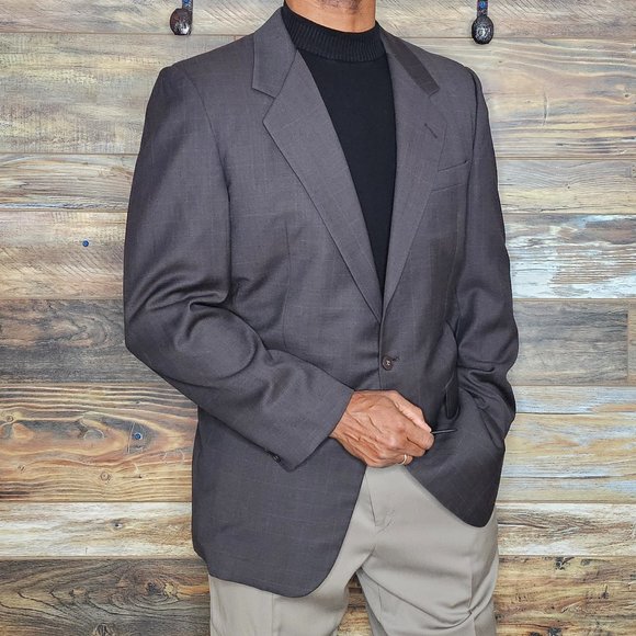 Gieves & Hawkes 100% Wool Brown Check Blazer Sport Jacket Size 42L *EXCELLENT* - Picture 4 of 12